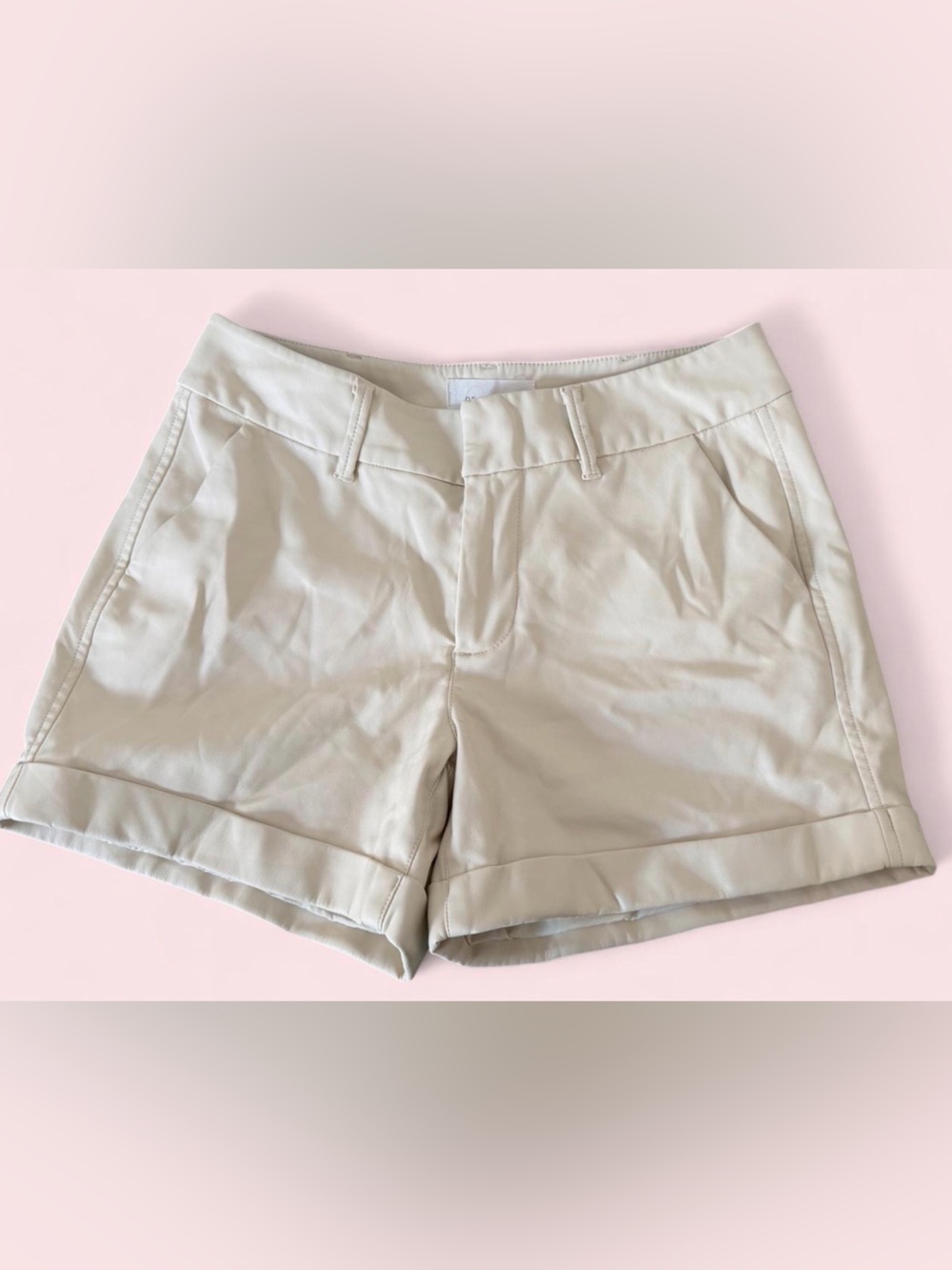 Dear John Cream High-Rise Faux Leather Bermuda Shorts